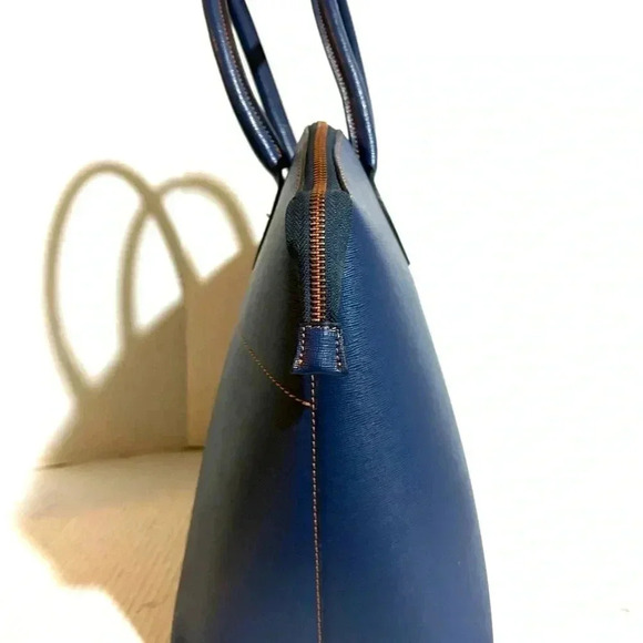 Valentino navy blue saiffiano leather satchel handbag - Picture 9 of 13